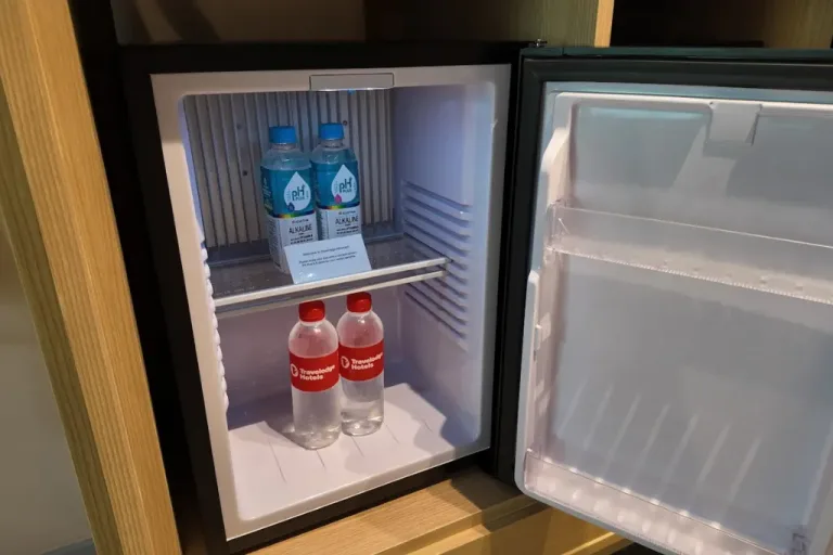 Water in the hotel fridge at Travelodge Nimman Chiang Mai hotel Thailand