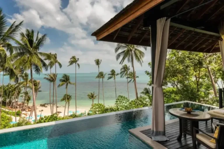 Sea view and cabana bed with pool at the four season hotels koh samui