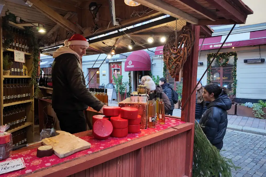 Cheese stall at Stockholm Christmas Market
