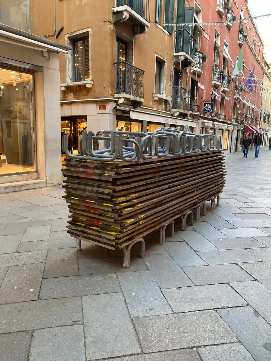 Flooding boards in Venice