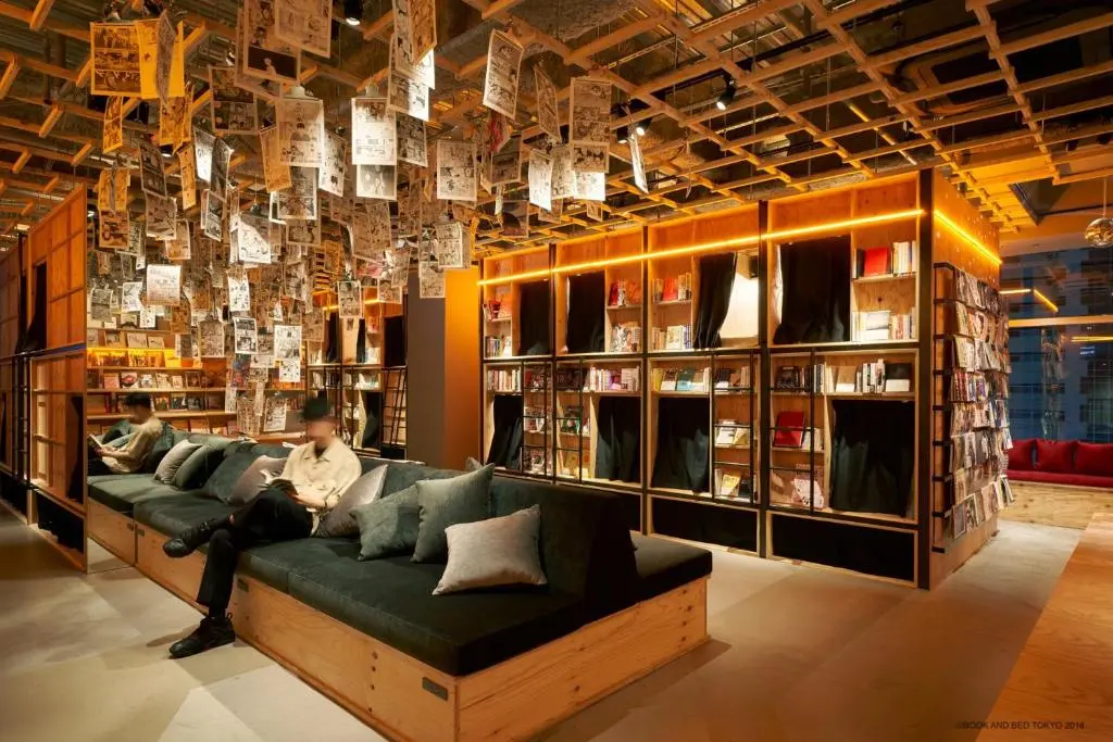 Bookcases at Book and Bed Tokyo