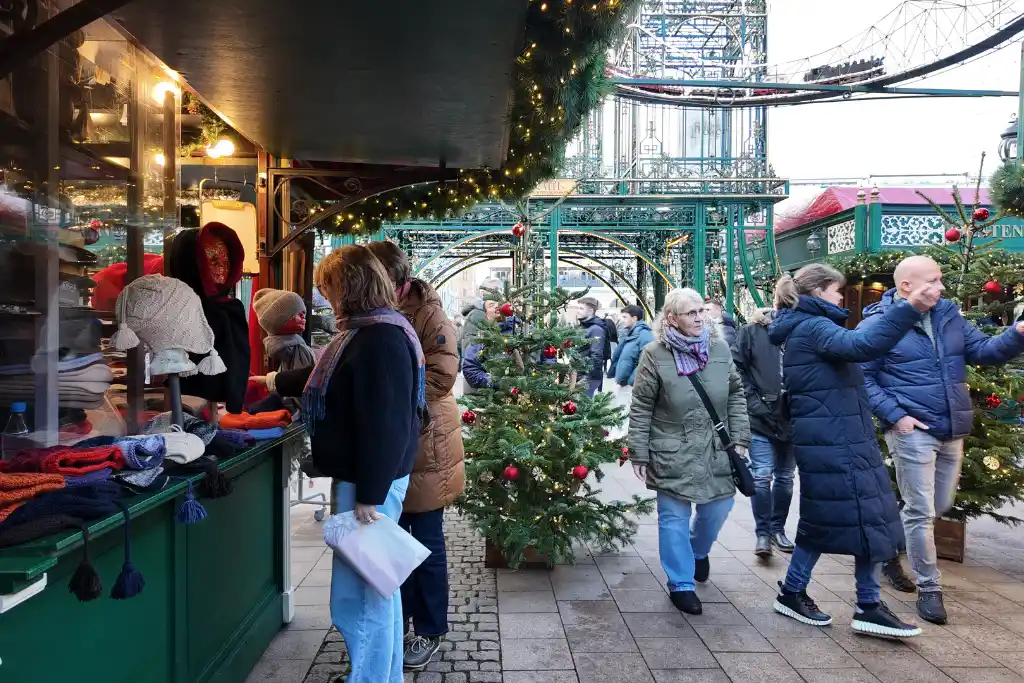 hats on sale at hamburg Christmas market hamburger weihnachtsmarkt