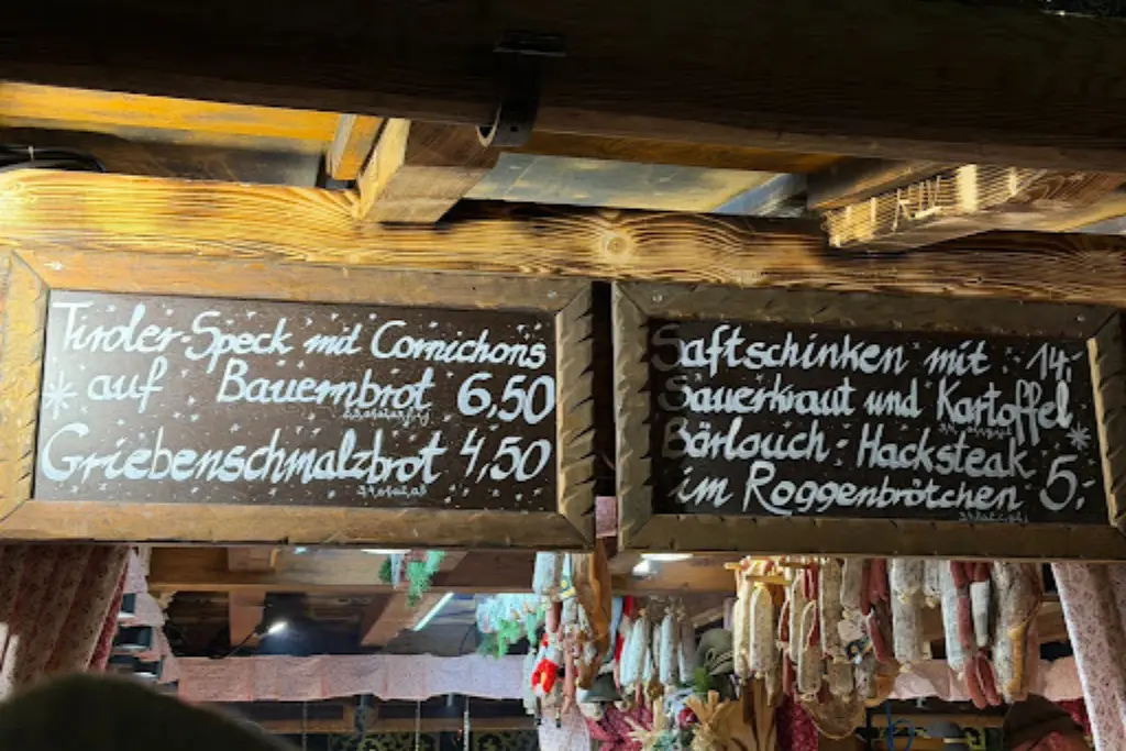 handwritten food menu at hamburg christmas market
