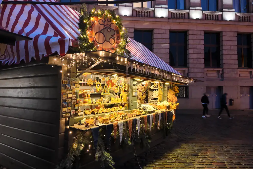 Toy stall at Riga Christmas Market