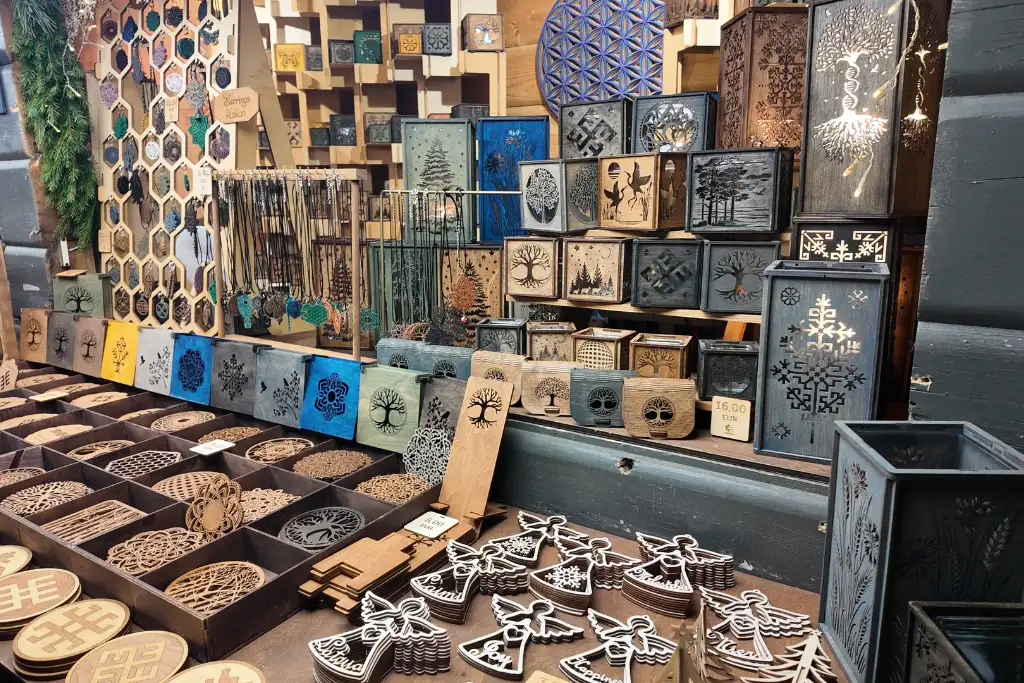 Wooden crafts at Riga Christmas Market