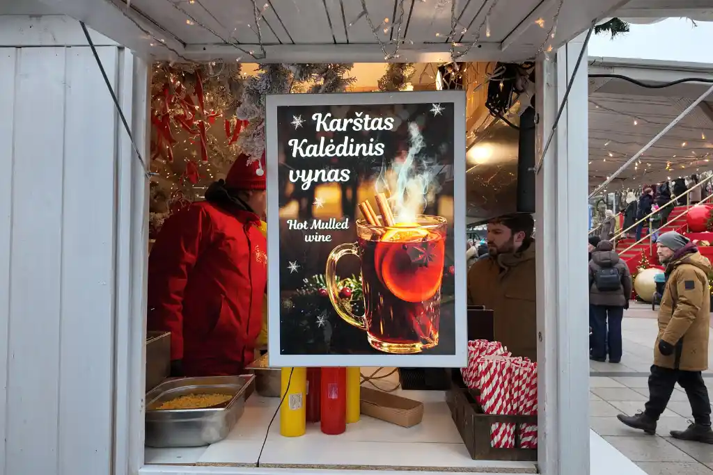 Mulled wine on sale at Vilnius Christmas Market