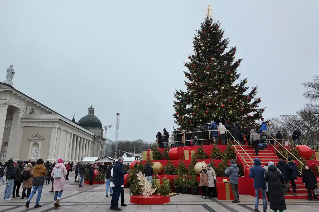 Tree in cathedral square at Vilnius Christmas Market