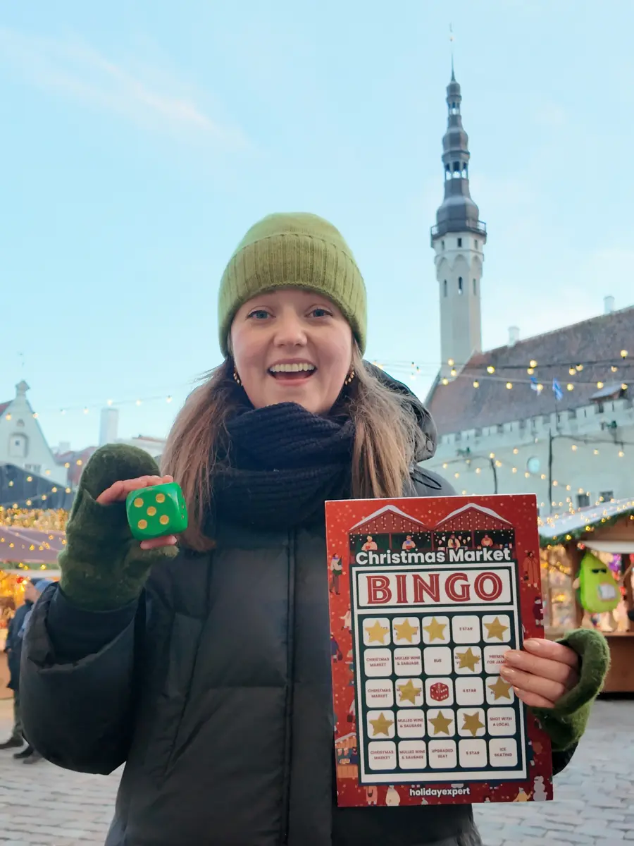 Chelsea in Tallinn with Christmas Market Bingo card