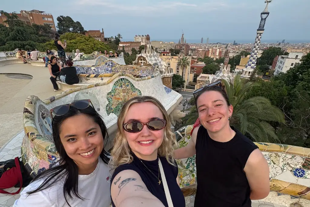 Anna on walking tour with new friends in BCN