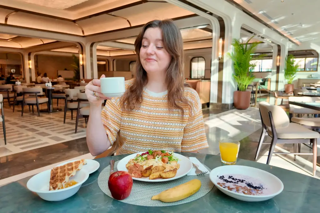 Chelsea at breakfast at Akka Antedon Antalya Turkey Turkiye