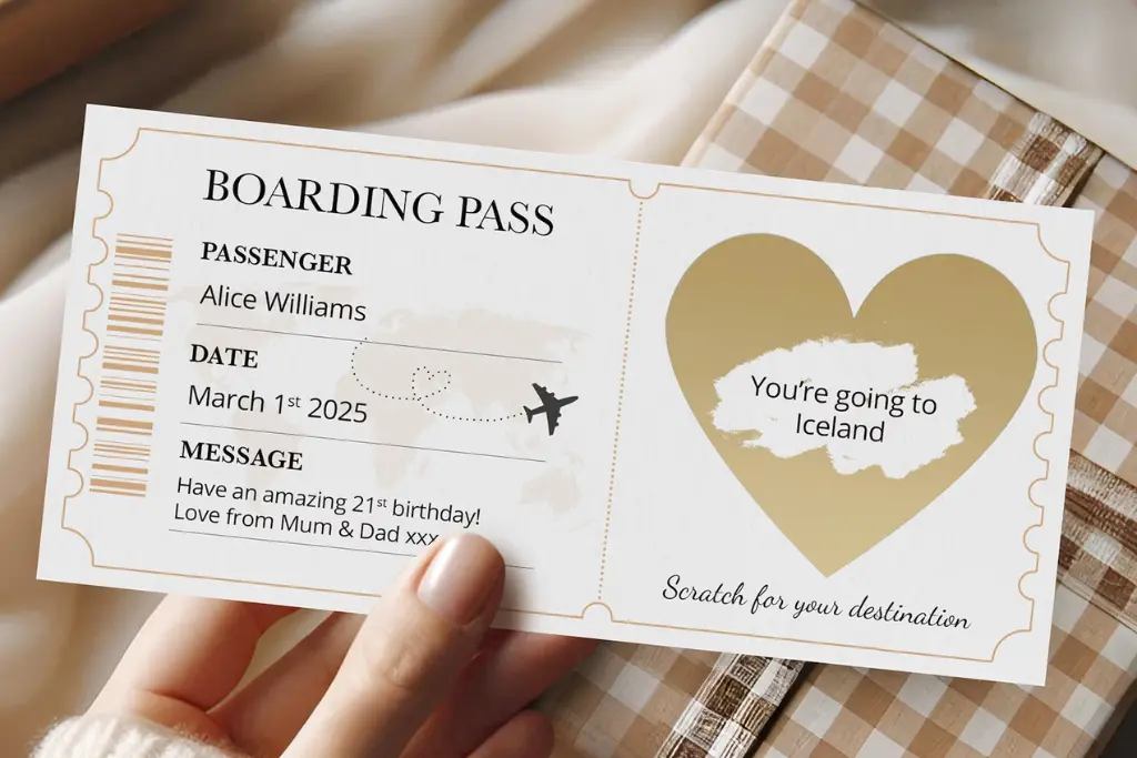 Scratch off boarding pass by BerkeleyAndBear Etsy