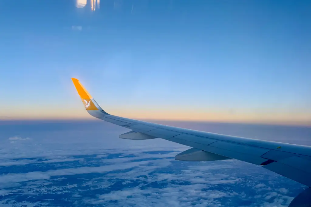 Pegagus flight to Antalya Turkey in the air