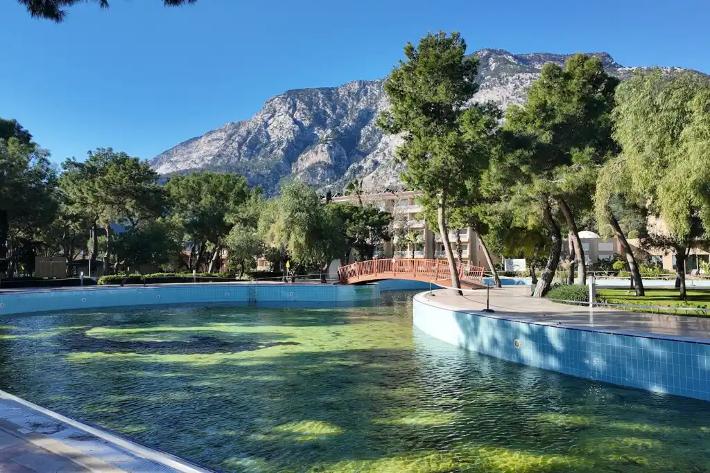 Empty pool at AKKA Antedon Antalya hotel 5 star winter sun