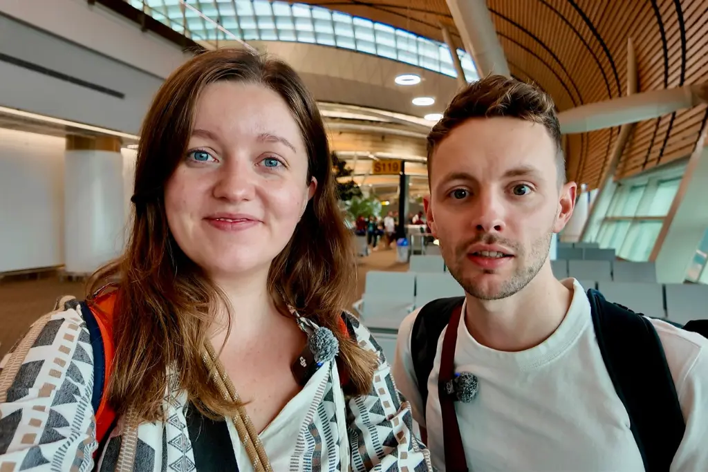 Chelsea and James in the airport