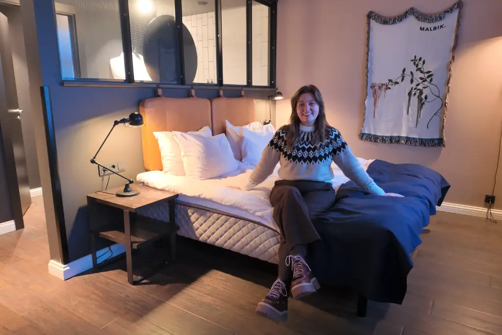 Chelsea in the room at Hotel Exeter Reykjavik Iceland
