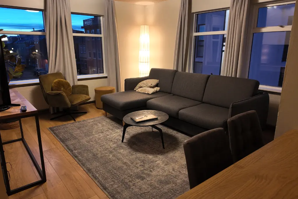 Seating area in the room at Hotel Fron Reykjavik Iceland