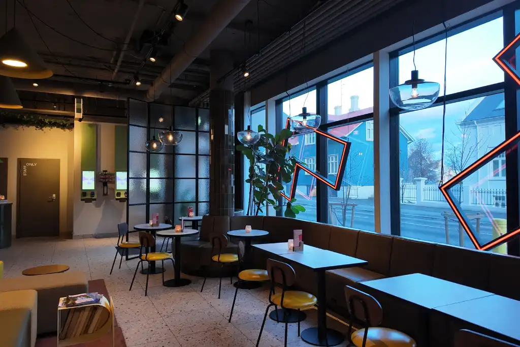 Communal area at CityHub Reykjavik Iceland