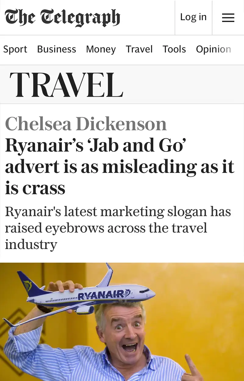 The Telegraph Ryanair Jab And Go