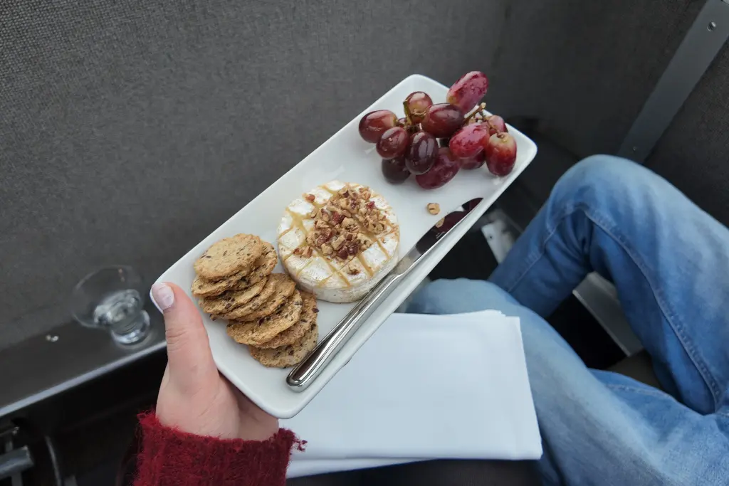 Cheese and biscuits in Prestige class on board The Canadian