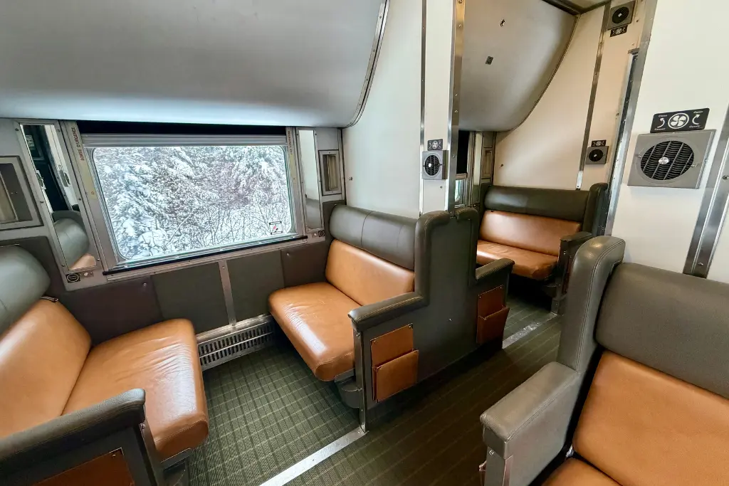 Seating in berth area on board The Canadian