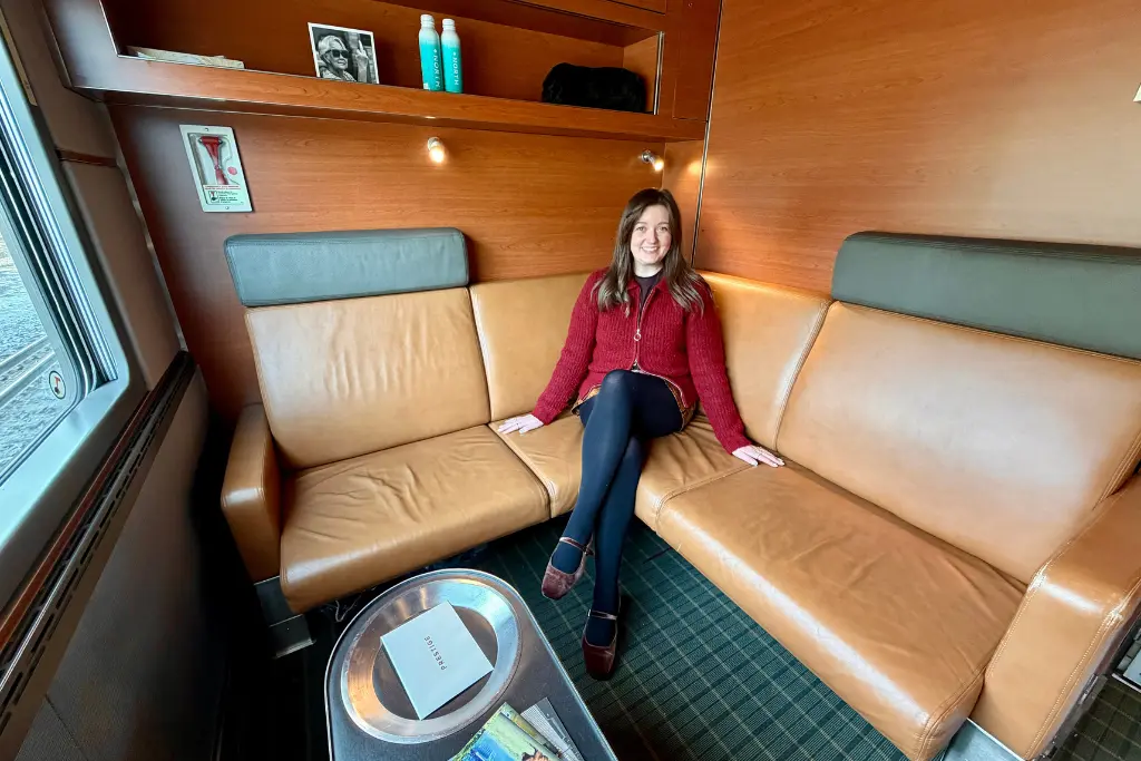 Seating area in Prestige class cabin on The Canadian