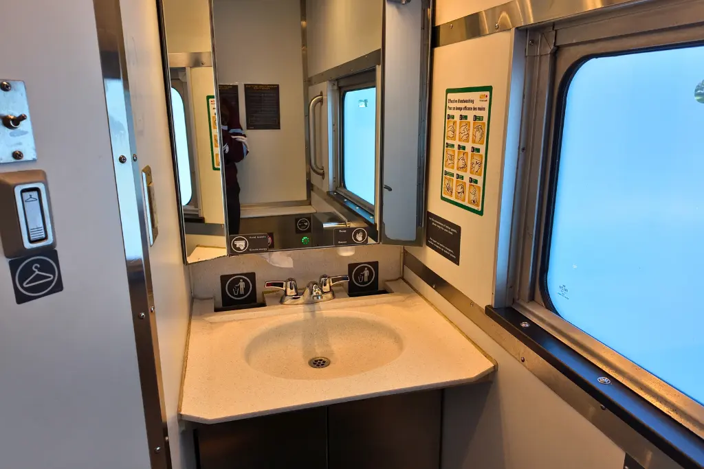 Washing basin in Economy class on The Canadian
