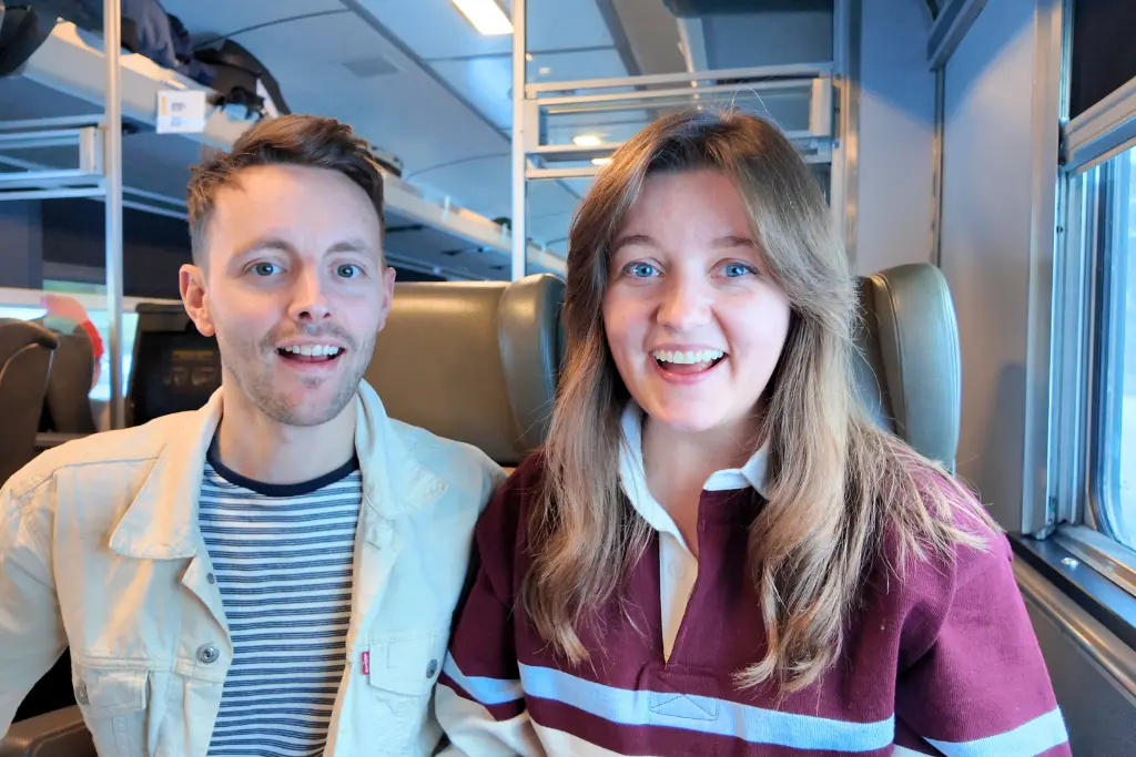 James and Chelsea in Economy class on The Canadian