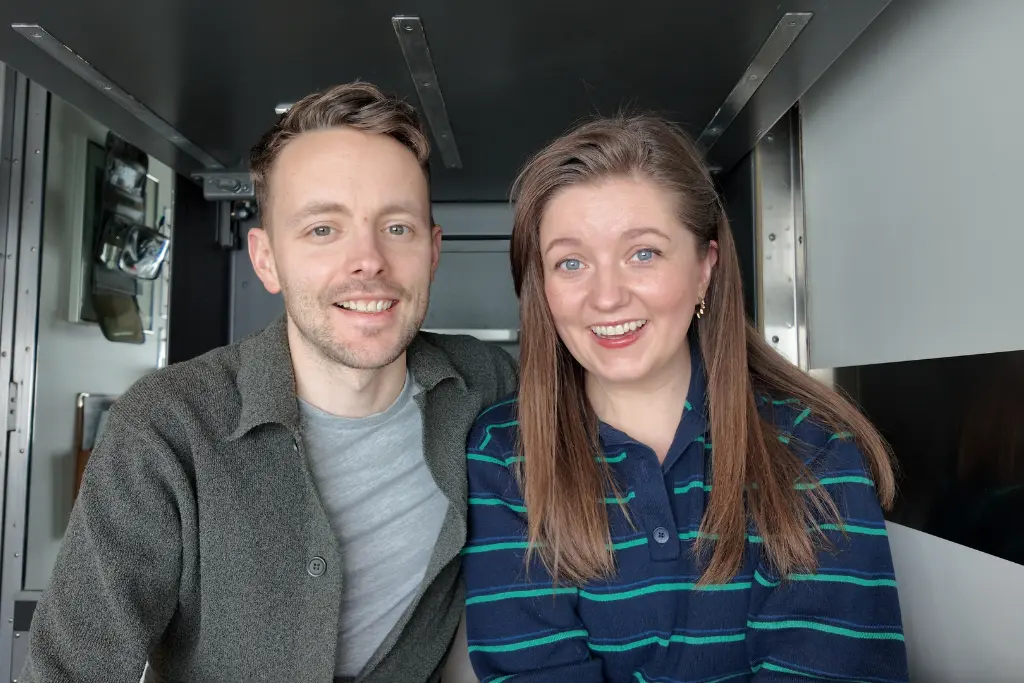 Chelsea and James in a cabin on board The Canadian - sleeper plus