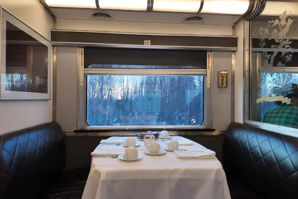 Dining car on board The Canadian