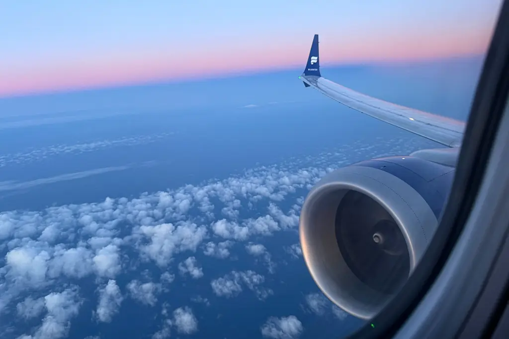 View of blue sky from a plane
