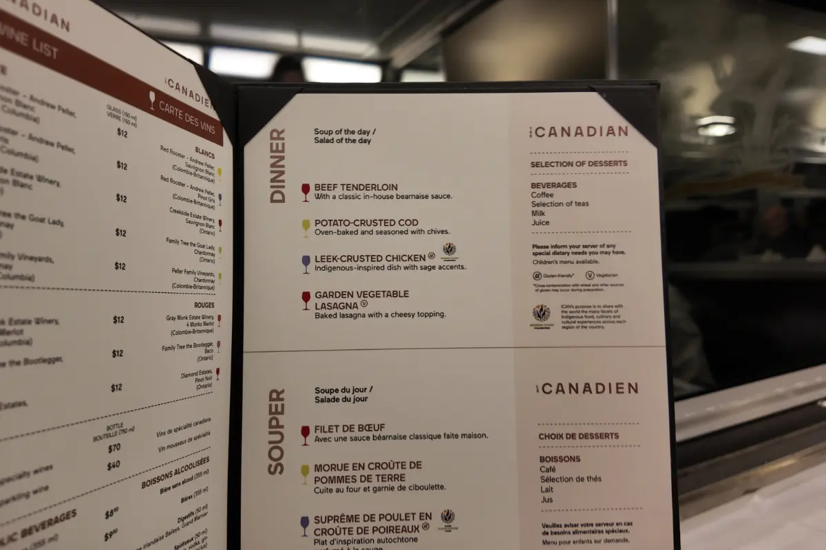 The Canadian food menu