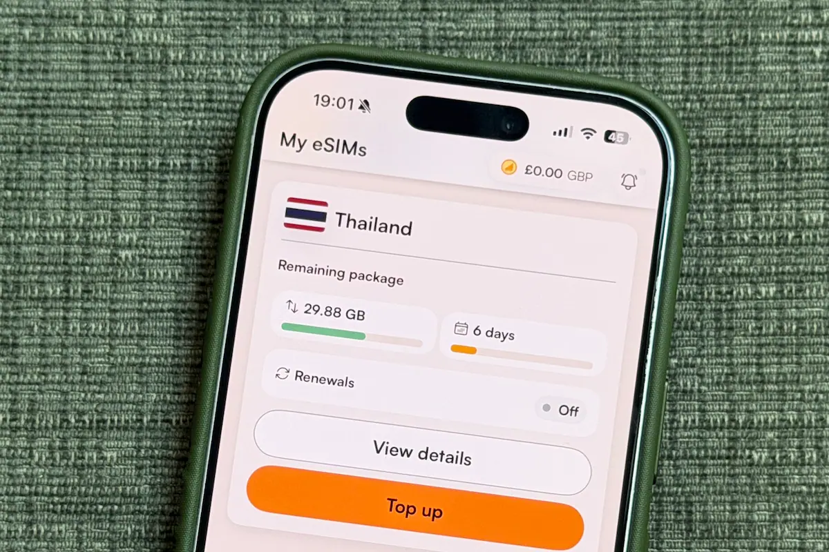 AirAlo checking data in the app + topup