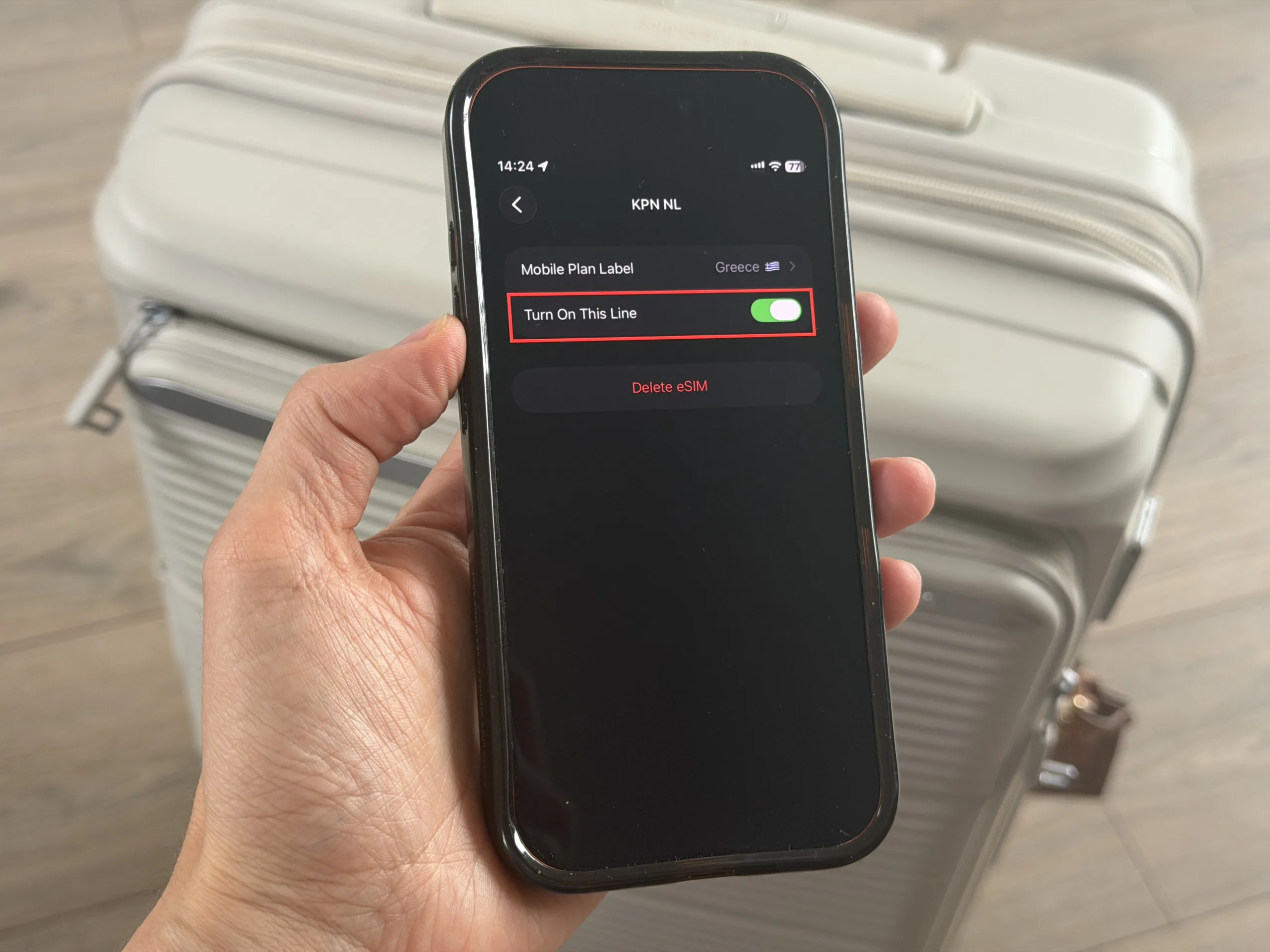 screenshot of airalo esim set up