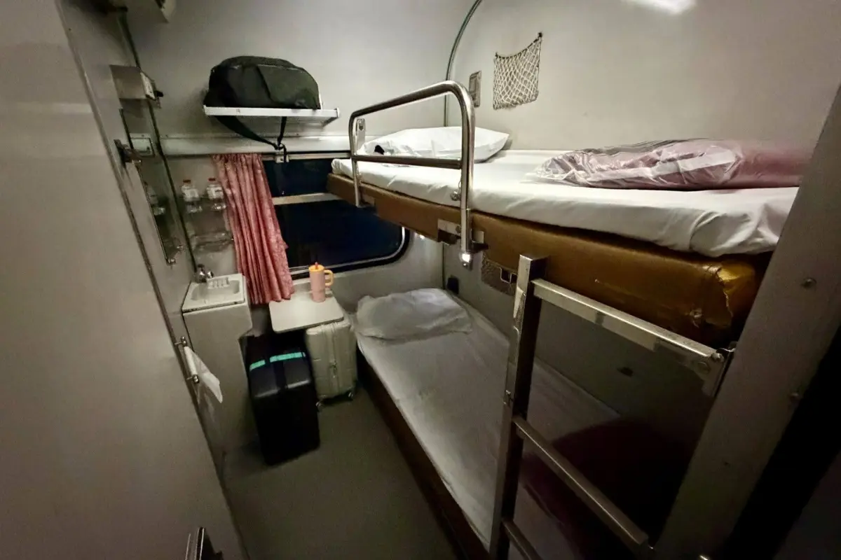 First class cabin on the Bangkok to Surat Thani sleeper train