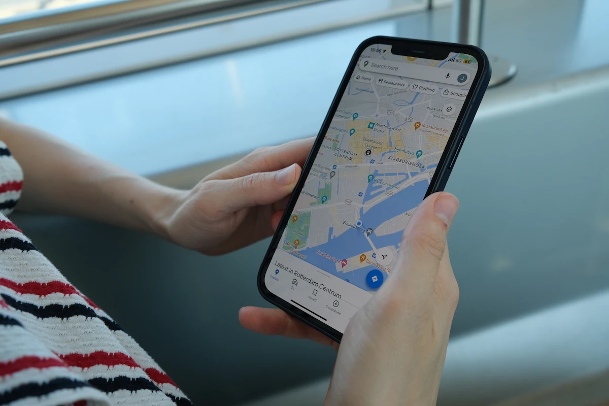 iPhone using Google Maps in Rotterdam