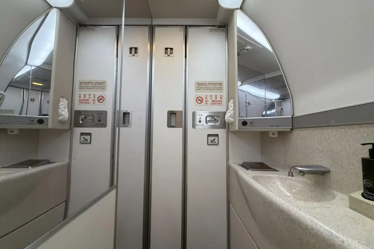 Economy toilet EVA plane door