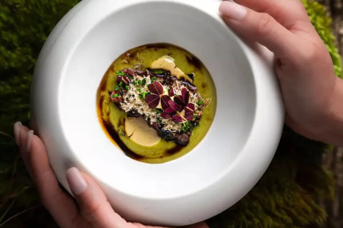Dish from NUTA Michelin-starred restaurant Warsaw Poland