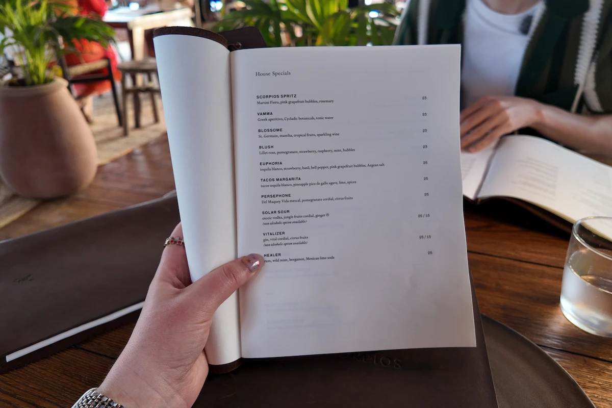 Mykonos Scorpios Cocktail Menu